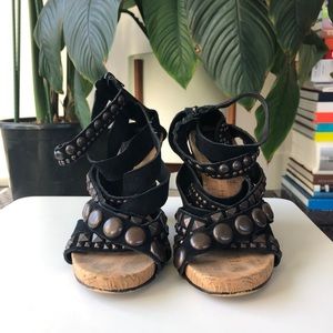 CENTO x CENTO BLACK STUDDED STRAPPY HEELS